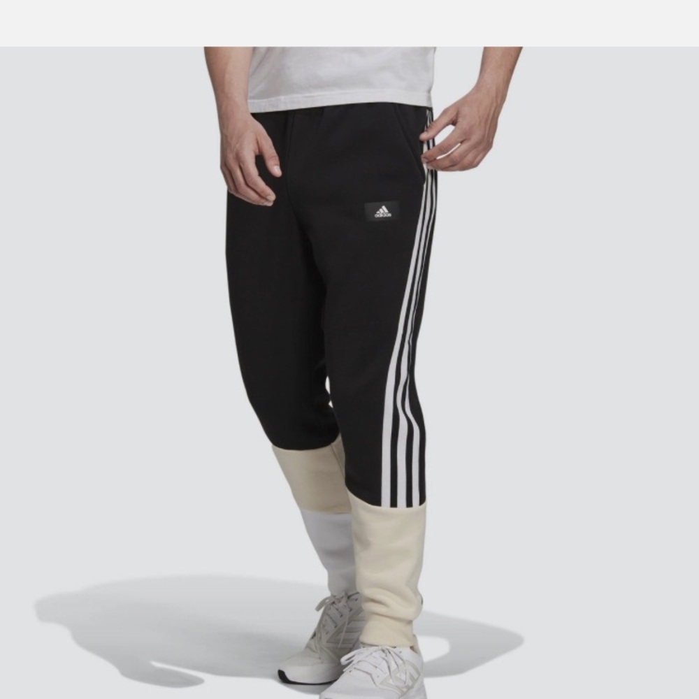 Adidas Men's Black and Cream Joggers